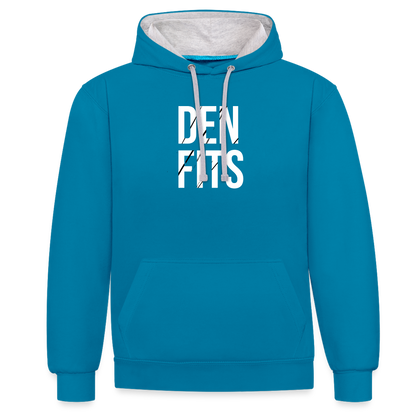Denfits - Contrast Colour Hoodie - påfågelsblå/gråmelerad