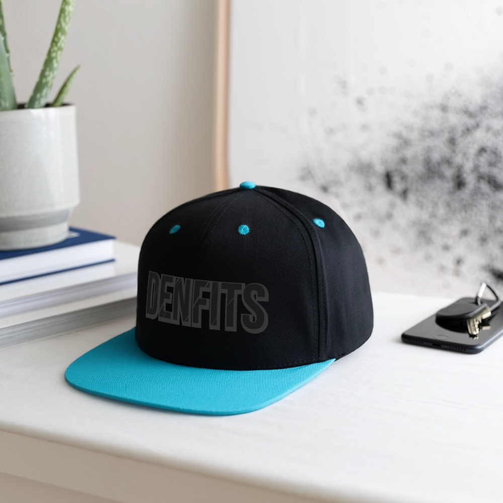 Kontrastkeps med snapback - svart/turkos